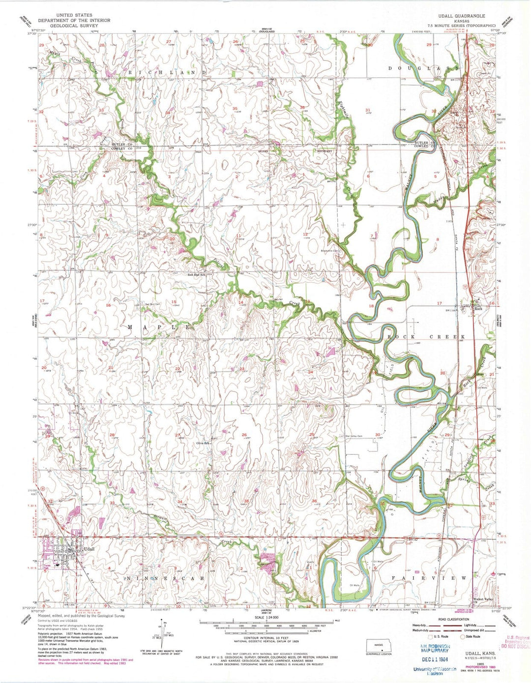 1955 Udall, KS - Kansas - USGS Topographic Map