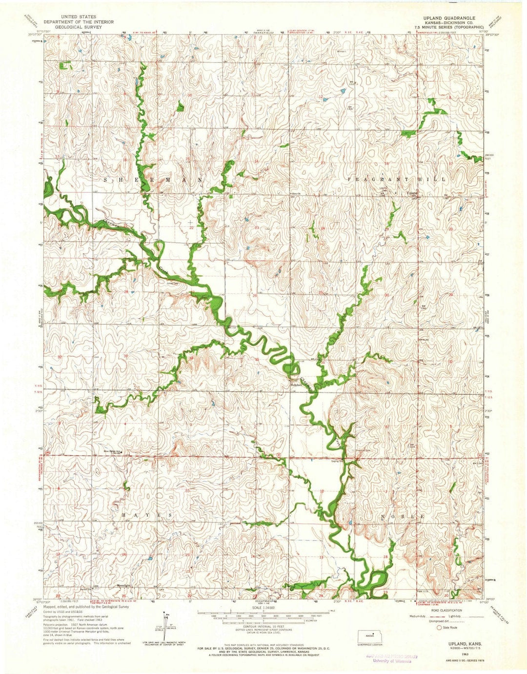 1963 Upland, KS - Kansas - USGS Topographic Map