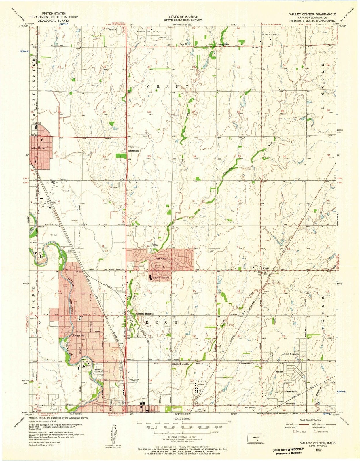 1956 Valley Center, KS - Kansas - USGS Topographic Map