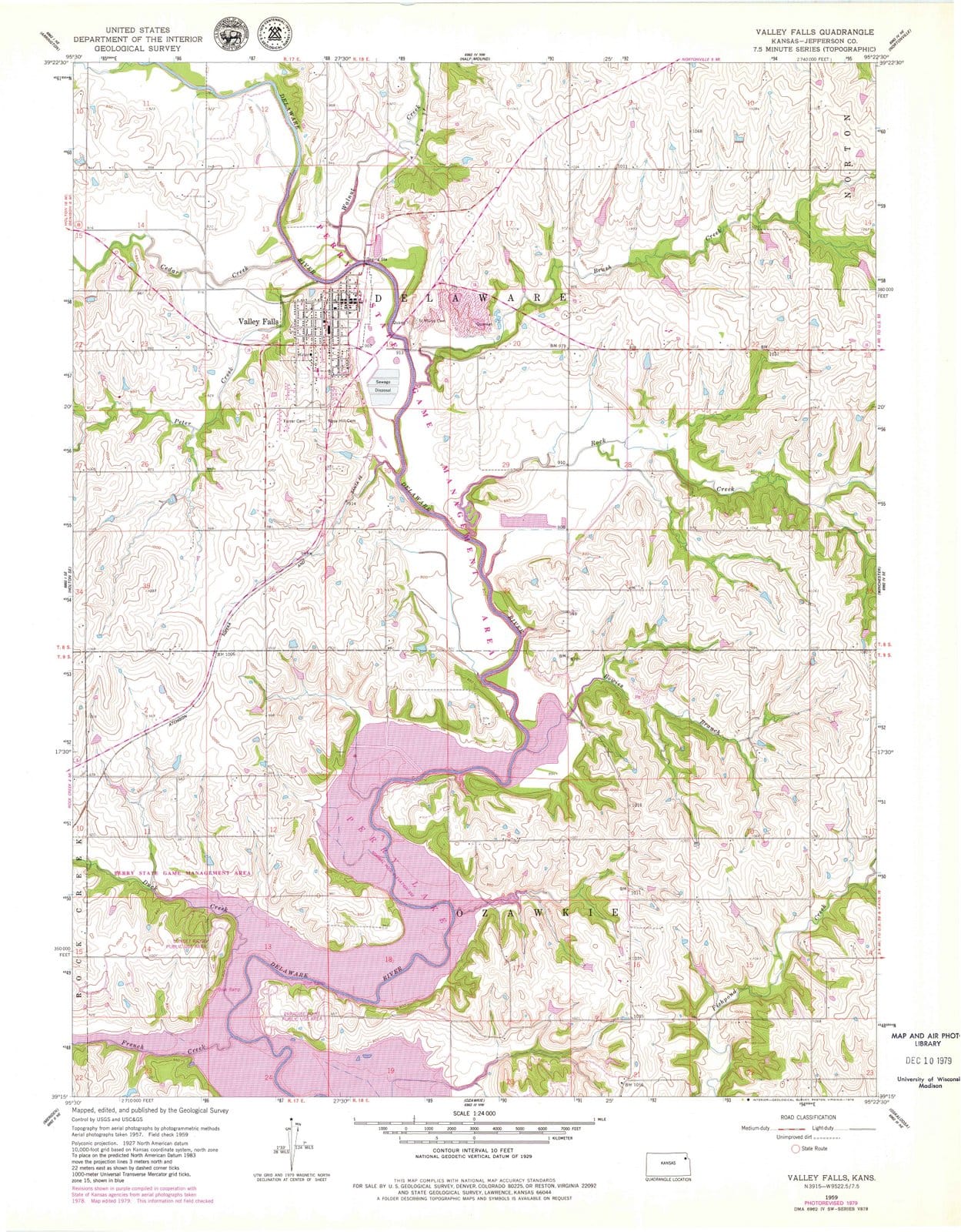 1959 Valley Falls, KS - Kansas - USGS Topographic Map