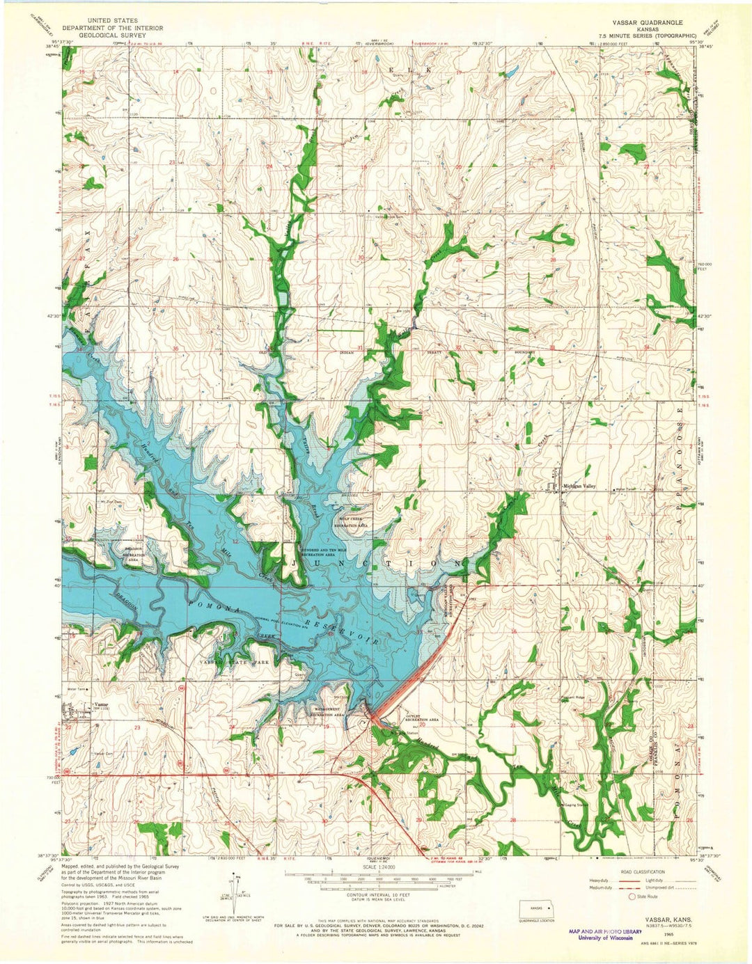 1965 Vassar, KS - Kansas - USGS Topographic Map