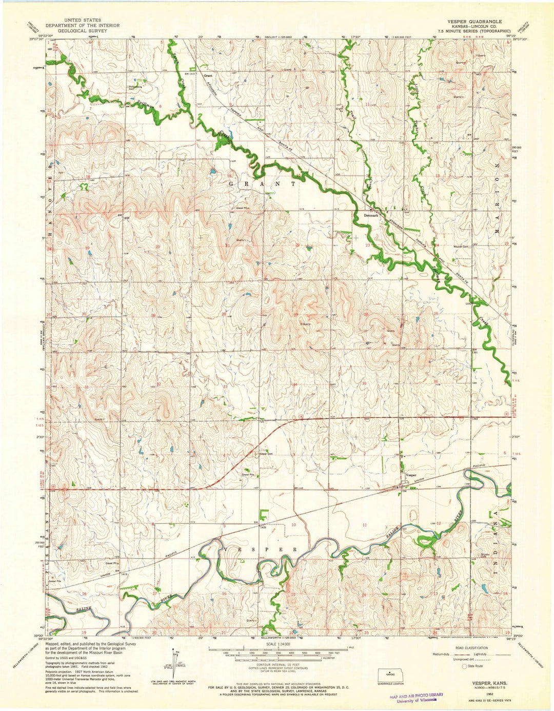 1962 Vesper, KS - Kansas - USGS Topographic Map