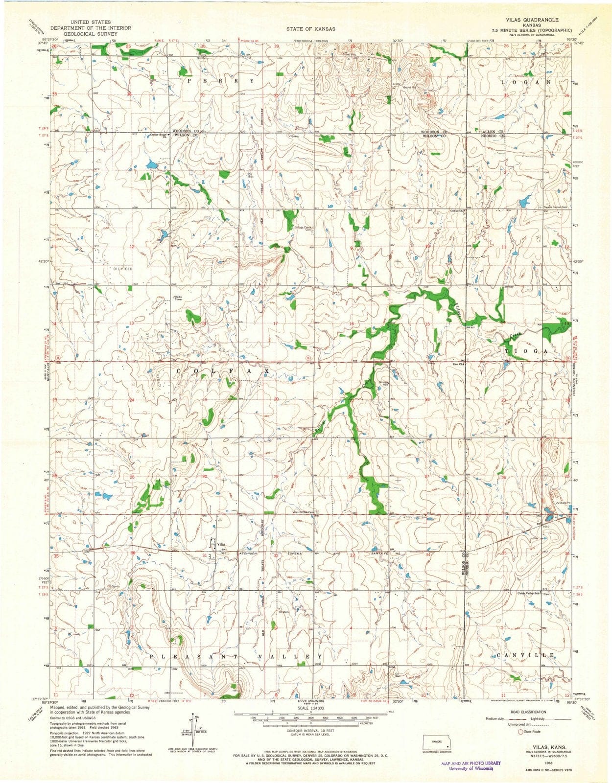 1963 Vilas, KS - Kansas - USGS Topographic Map