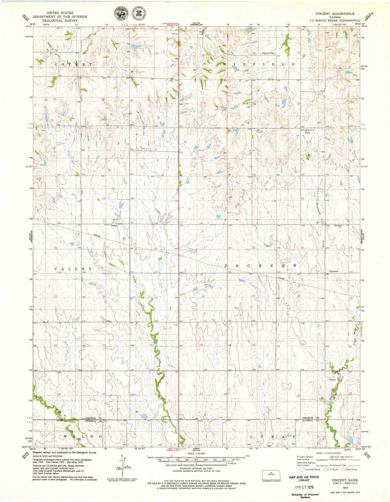 1978 Vincent, KS - Kansas - USGS Topographic Map