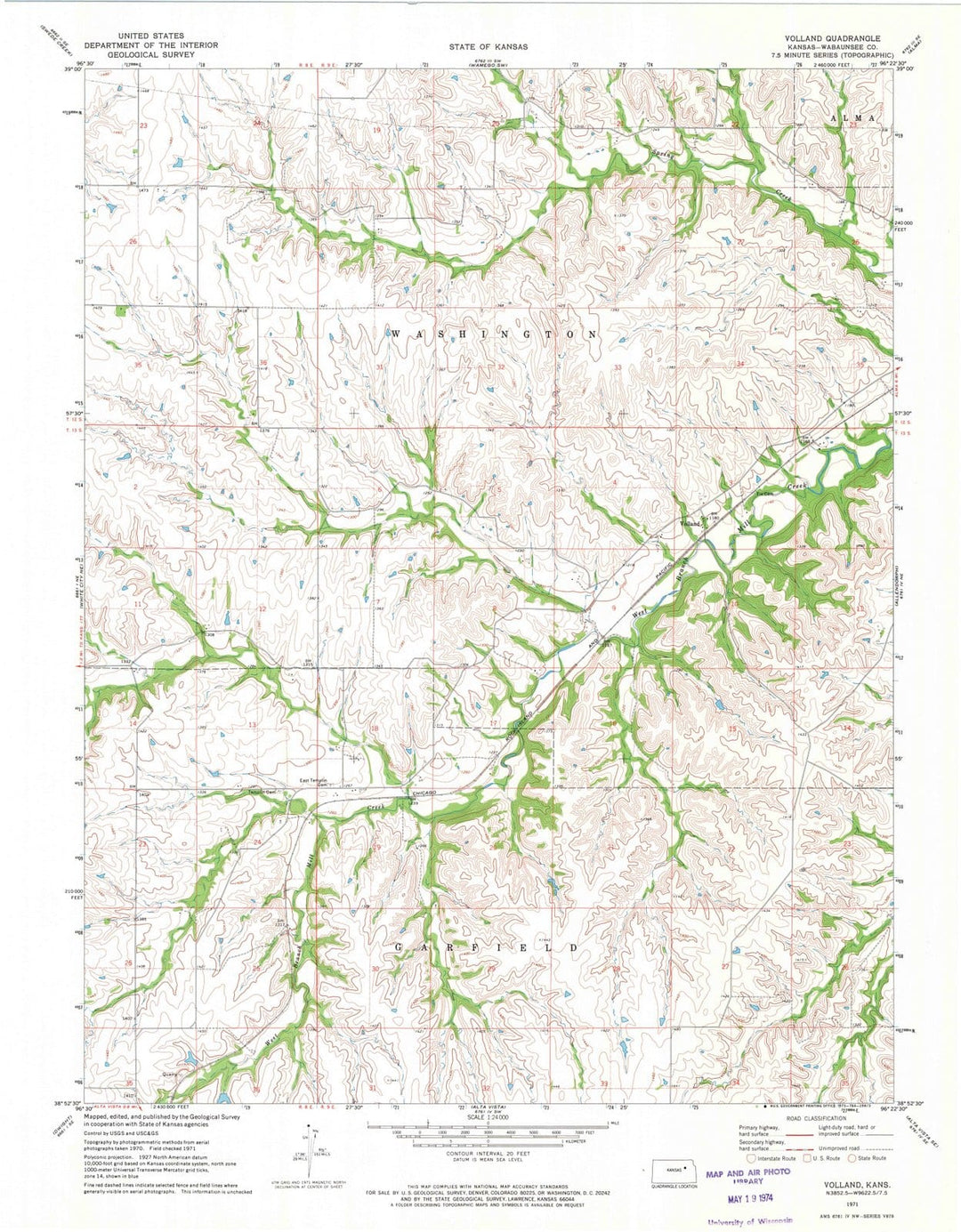 1971 Volland, KS - Kansas - USGS Topographic Map