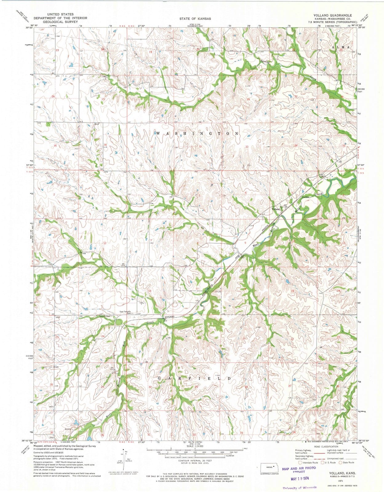 1971 Volland, KS - Kansas - USGS Topographic Map