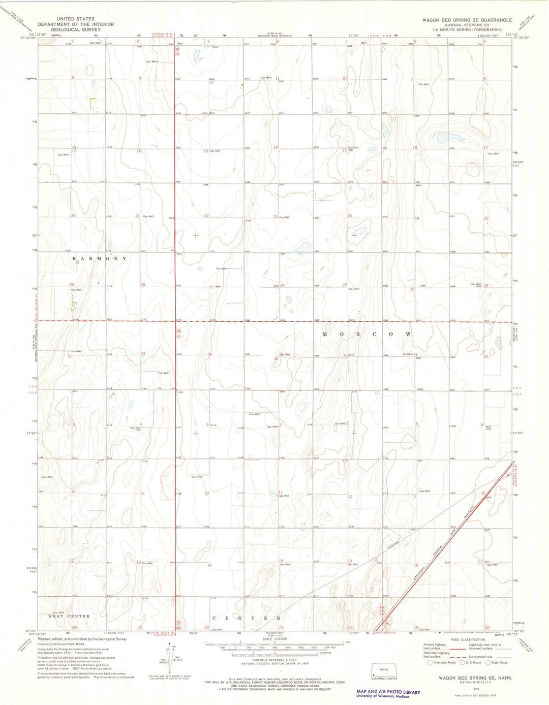 1974 Wagon Bed Spring, KS - Kansas - USGS Topographic Map v3