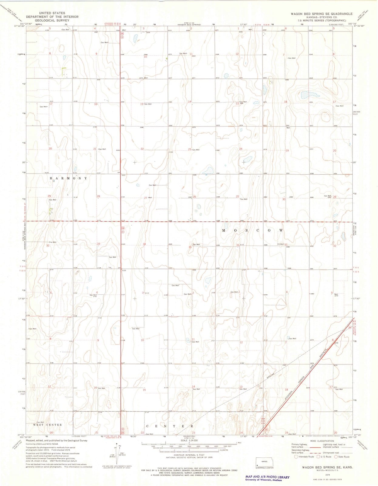 1974 Wagon Bed Spring, KS - Kansas - USGS Topographic Map v3