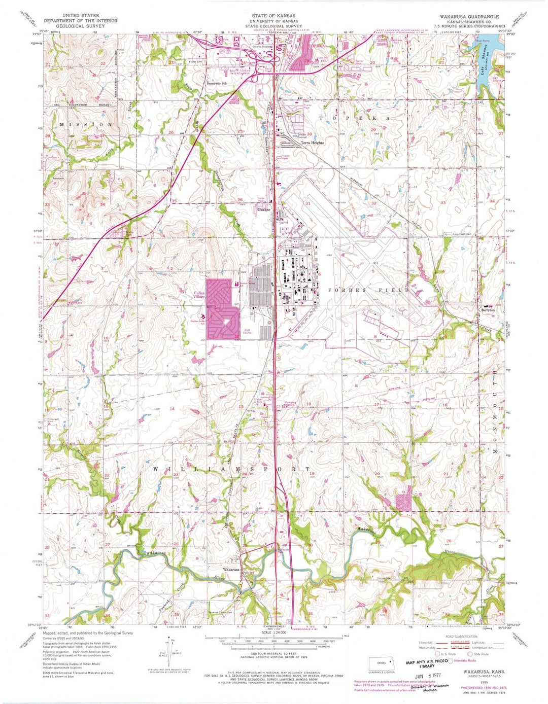 1955 Wakarusa, KS - Kansas - USGS Topographic Map