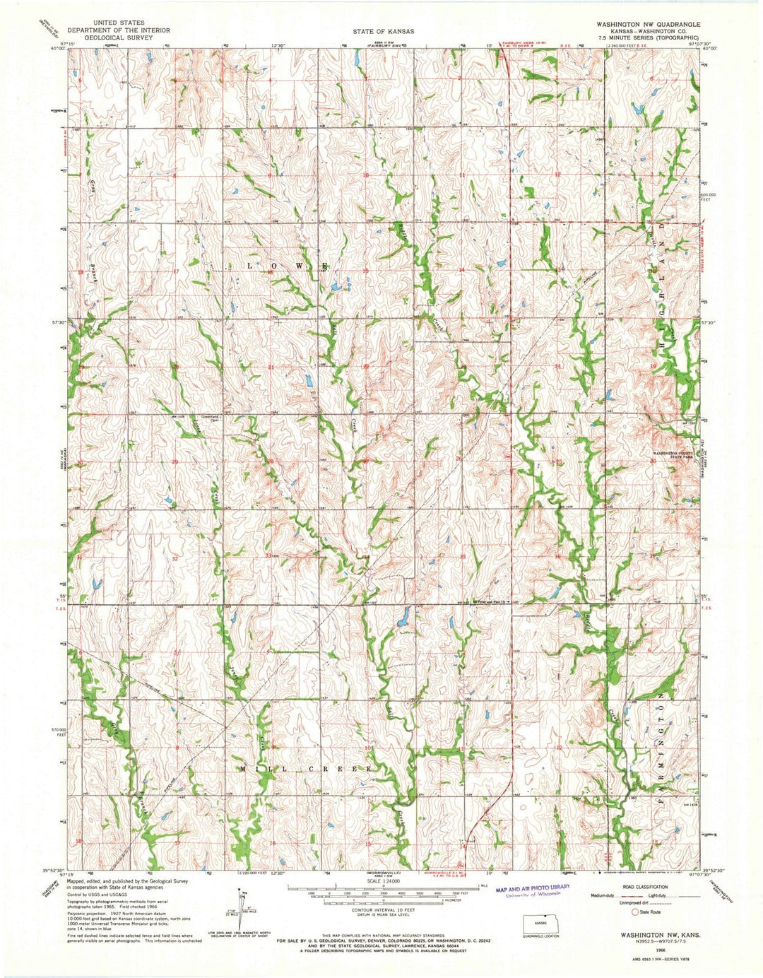 1966 Washington, KS - Kansas - USGS Topographic Map v2