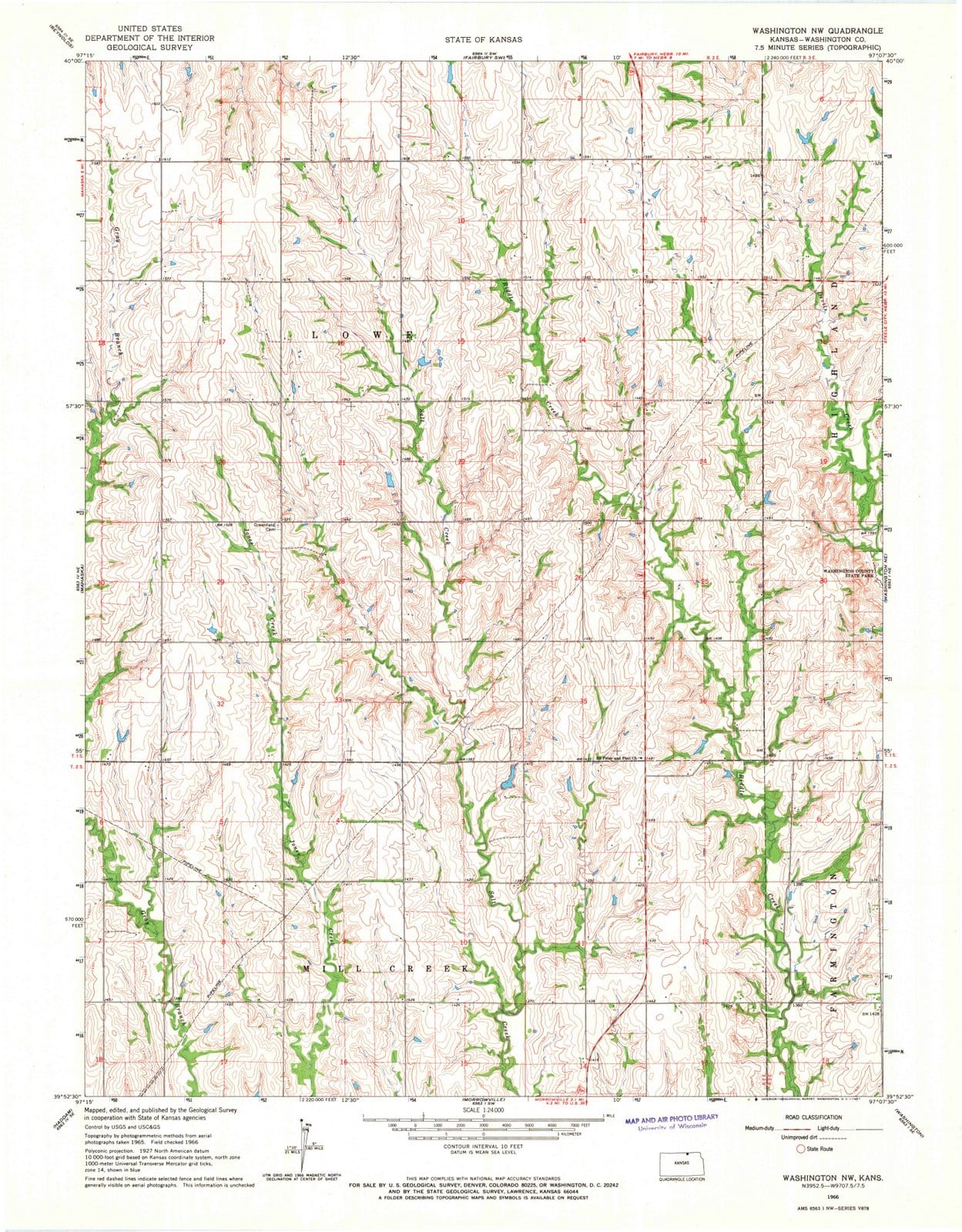 1966 Washington, KS - Kansas - USGS Topographic Map v2