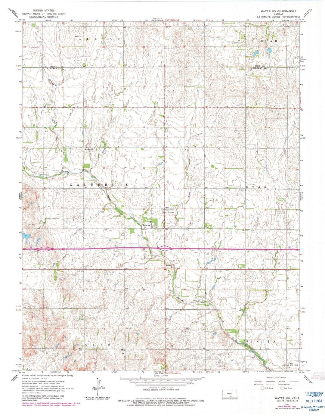 1965 Waterloo, KS - Kansas - USGS Topographic Map