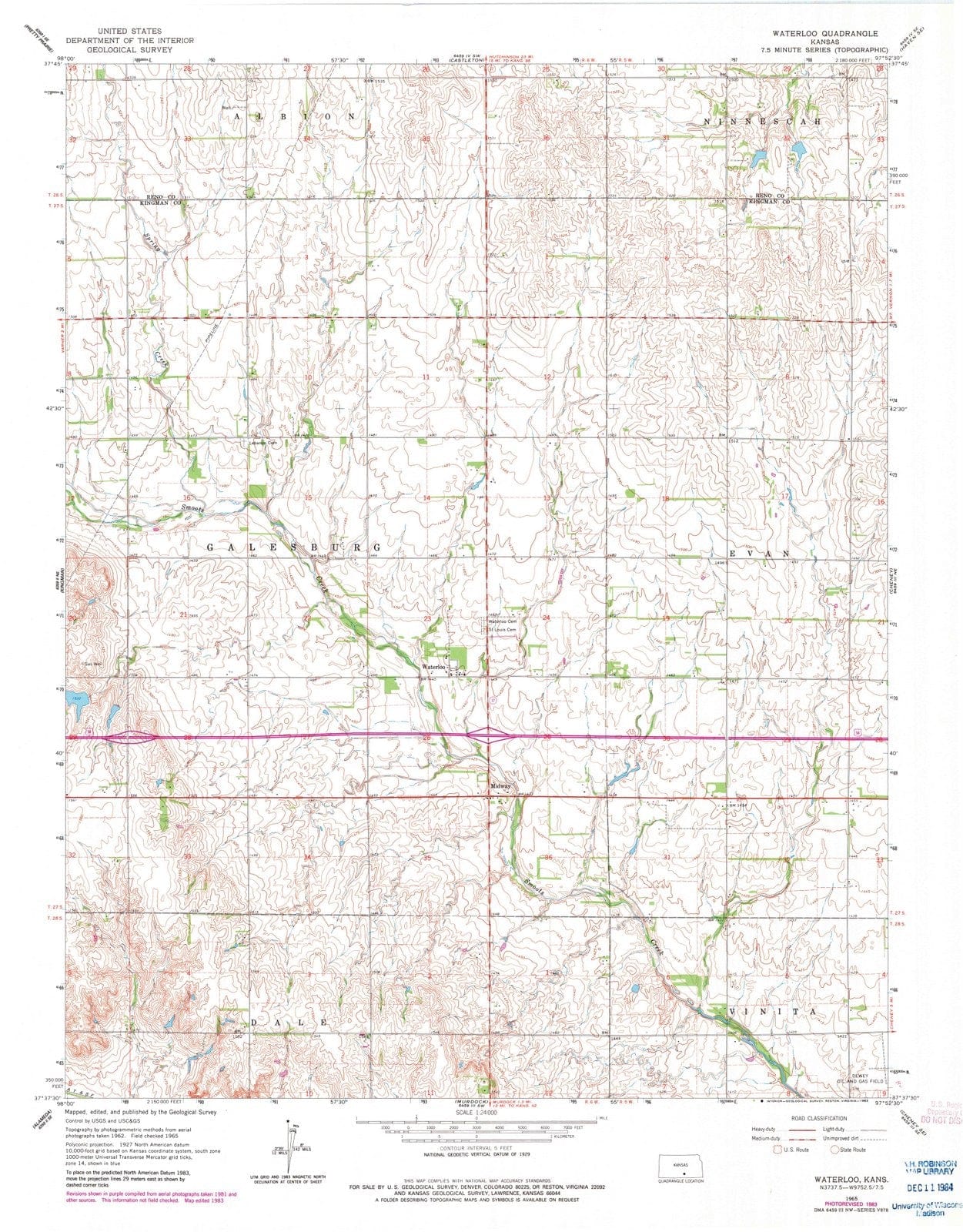 1965 Waterloo, KS - Kansas - USGS Topographic Map