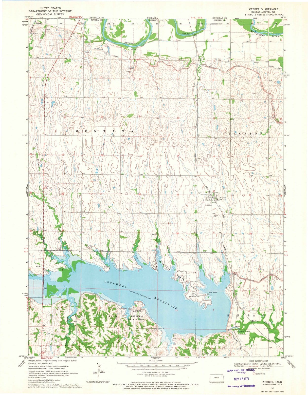 1969 Webber, KS - Kansas - USGS Topographic Map