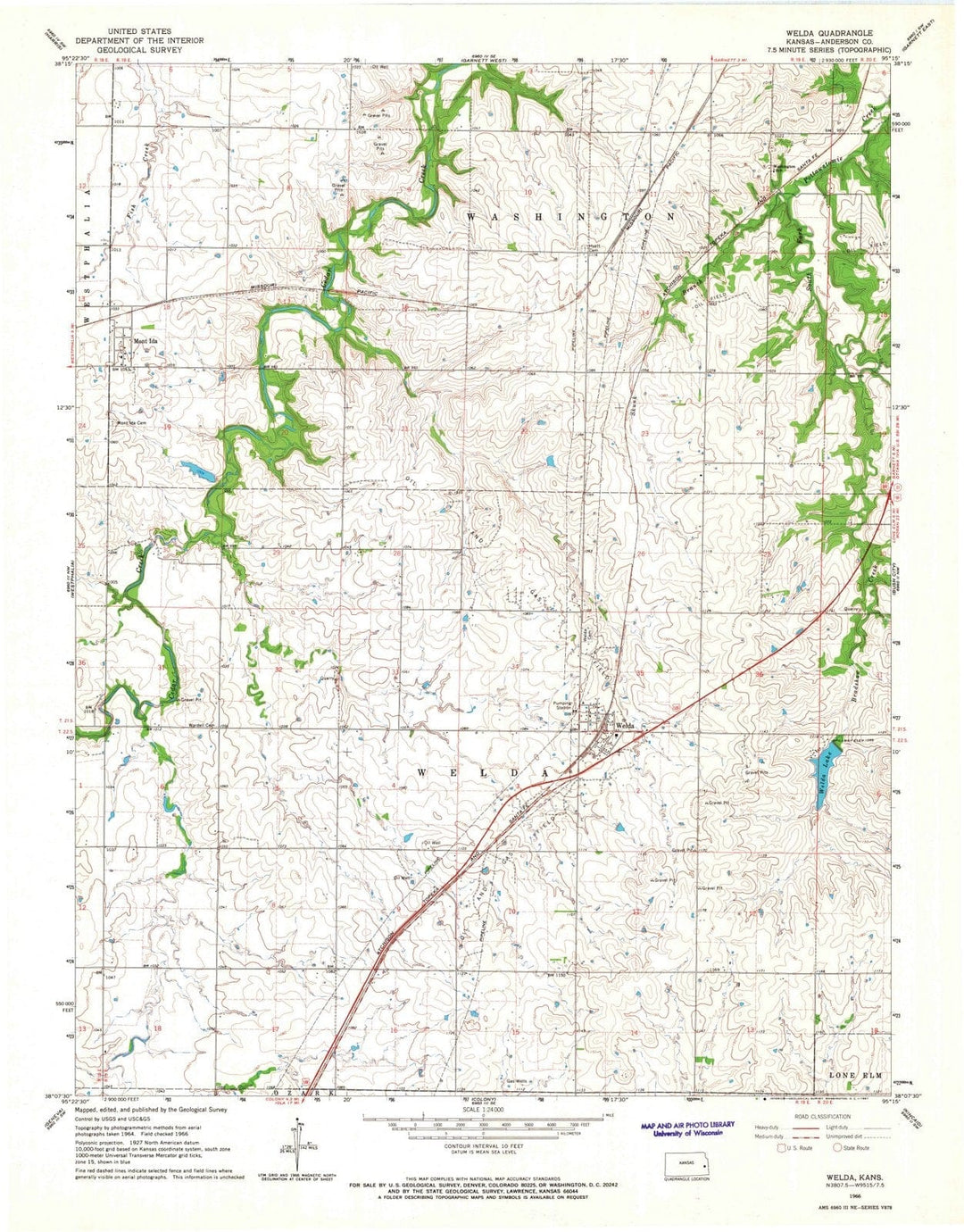 1966 Welda, KS - Kansas - USGS Topographic Map