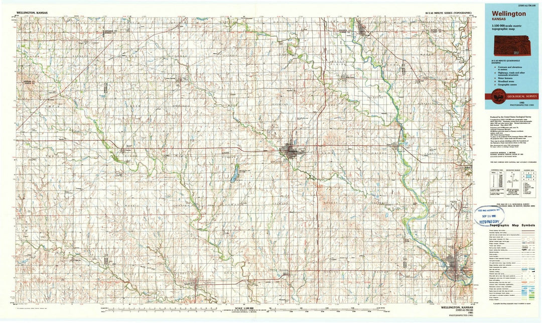 1985 Wellington, KS - Kansas - USGS Topographic Map