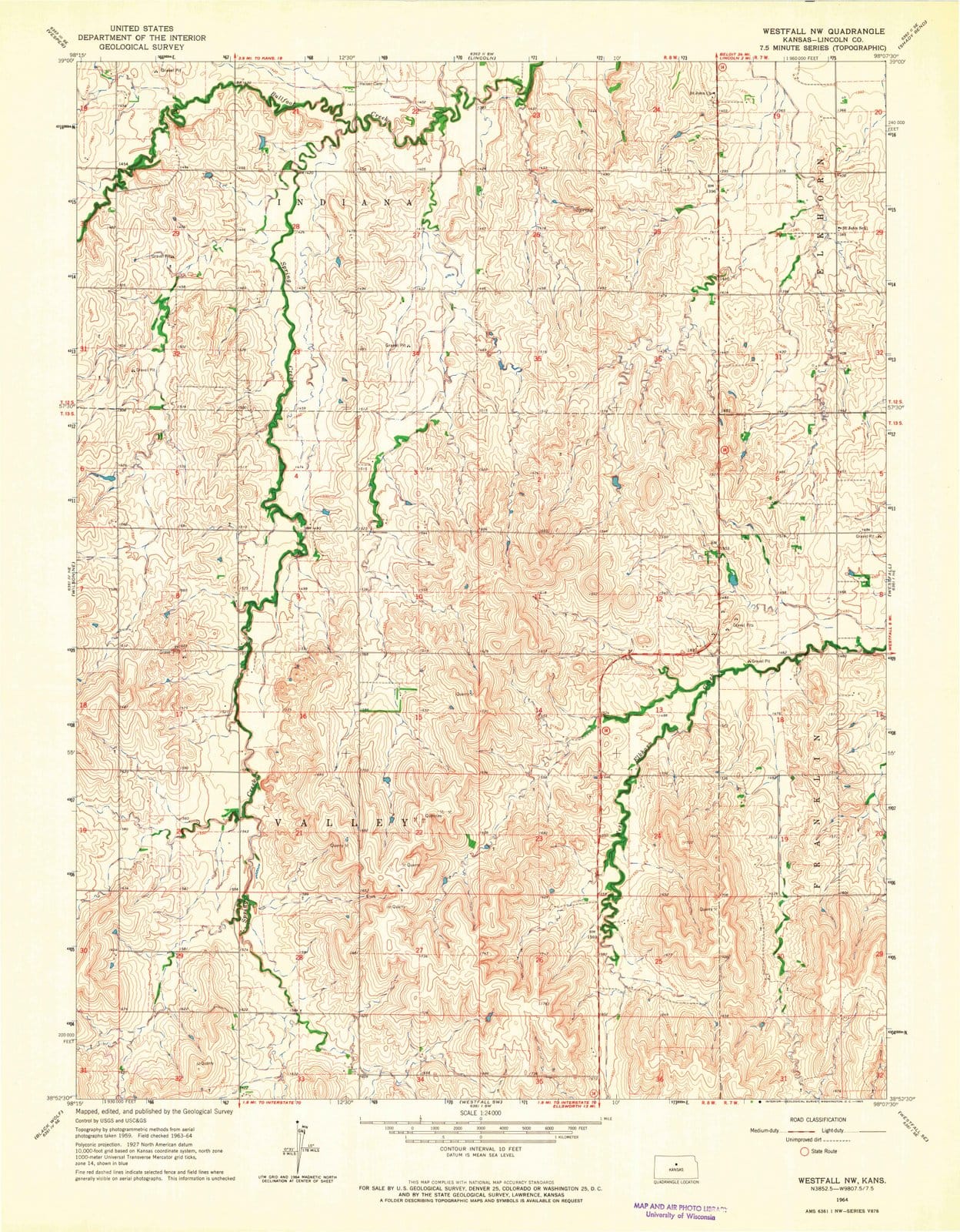 1964 Westfall, KS - Kansas - USGS Topographic Map