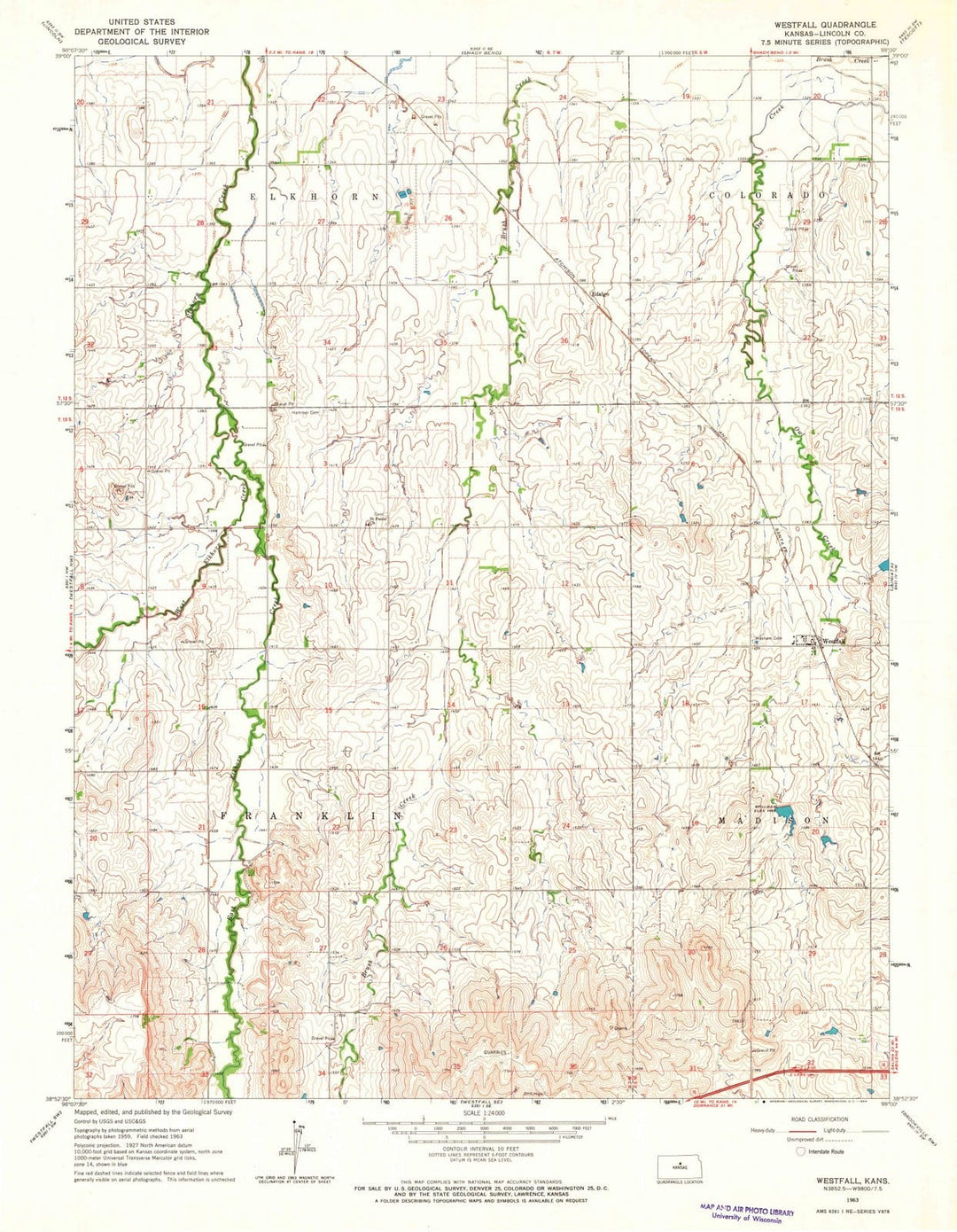 1963 Westfall, KS - Kansas - USGS Topographic Map