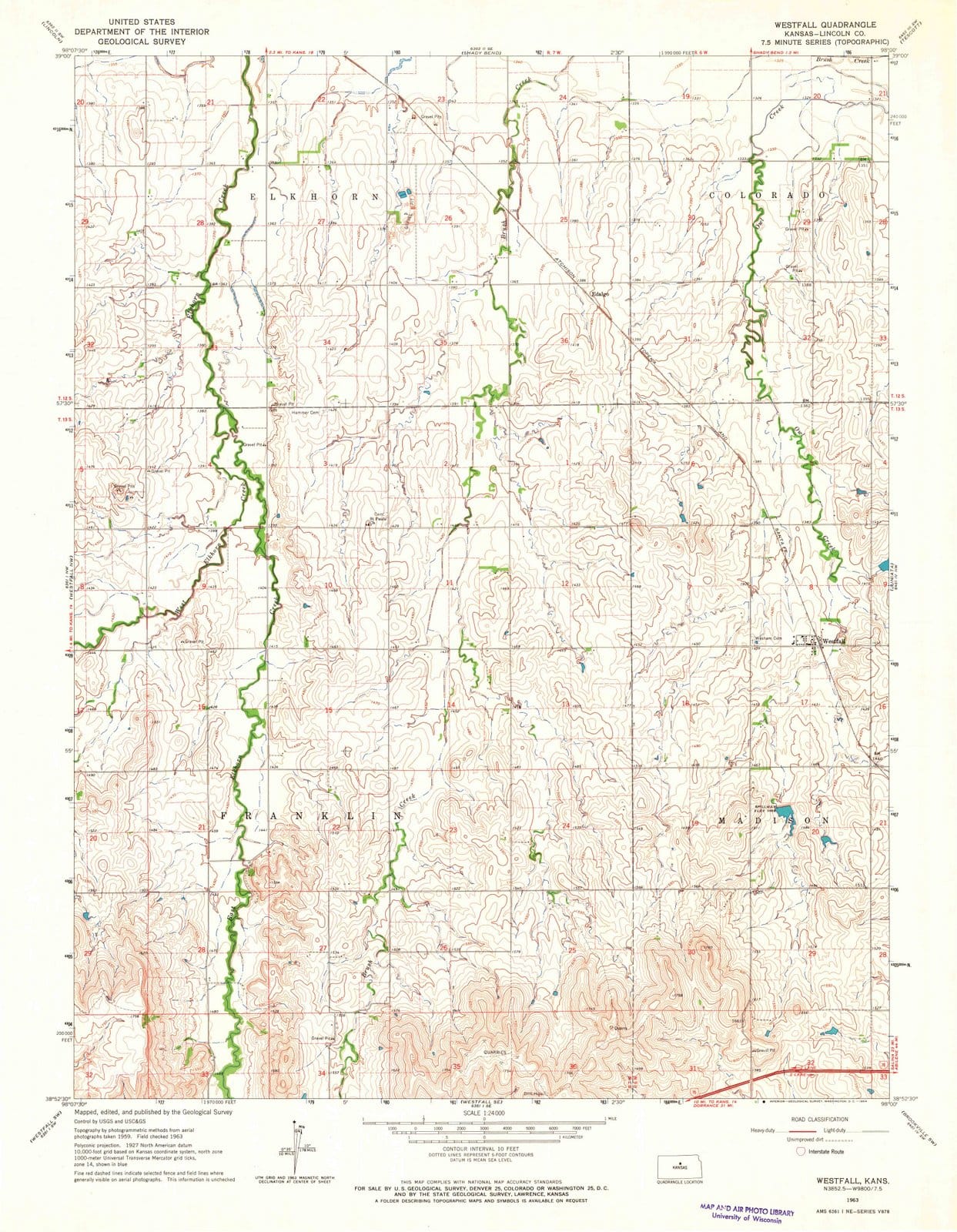 1963 Westfall, KS - Kansas - USGS Topographic Map