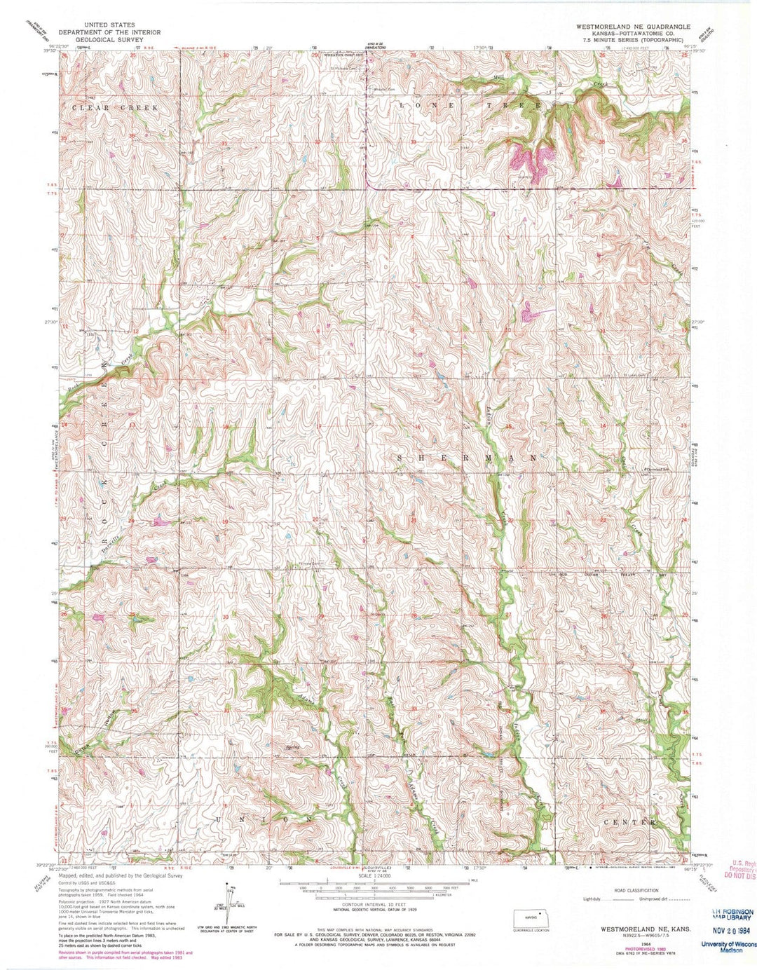 1964 Westmoreland, KS - Kansas - USGS Topographic Map v2