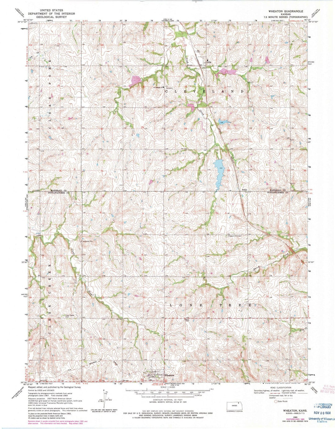 1969 Wheaton, KS - Kansas - USGS Topographic Map