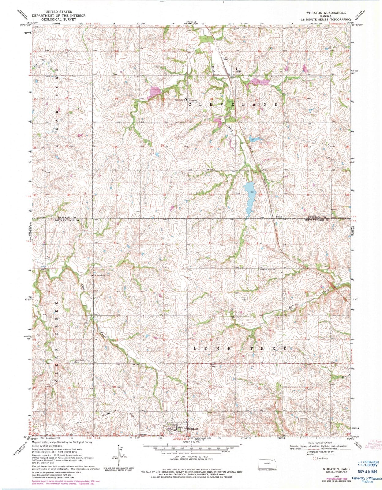 1969 Wheaton, KS - Kansas - USGS Topographic Map