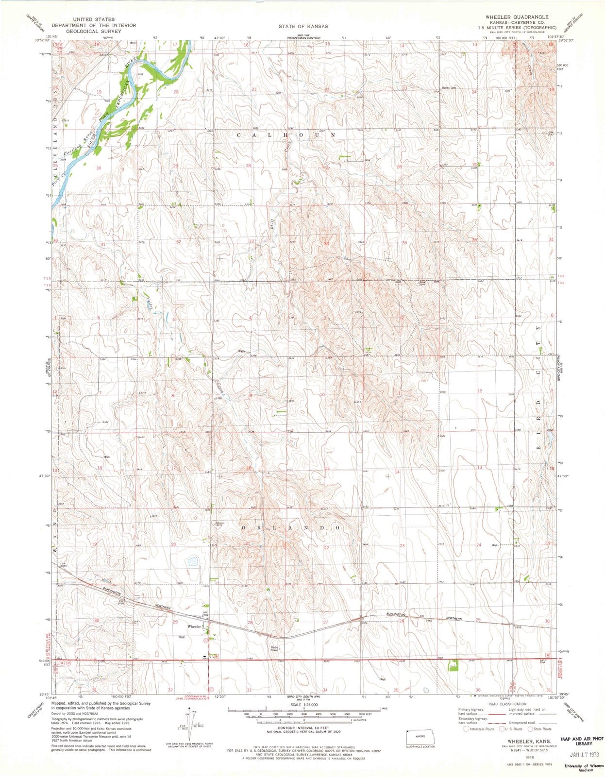 1978 Wheeler, KS - Kansas - USGS Topographic Map