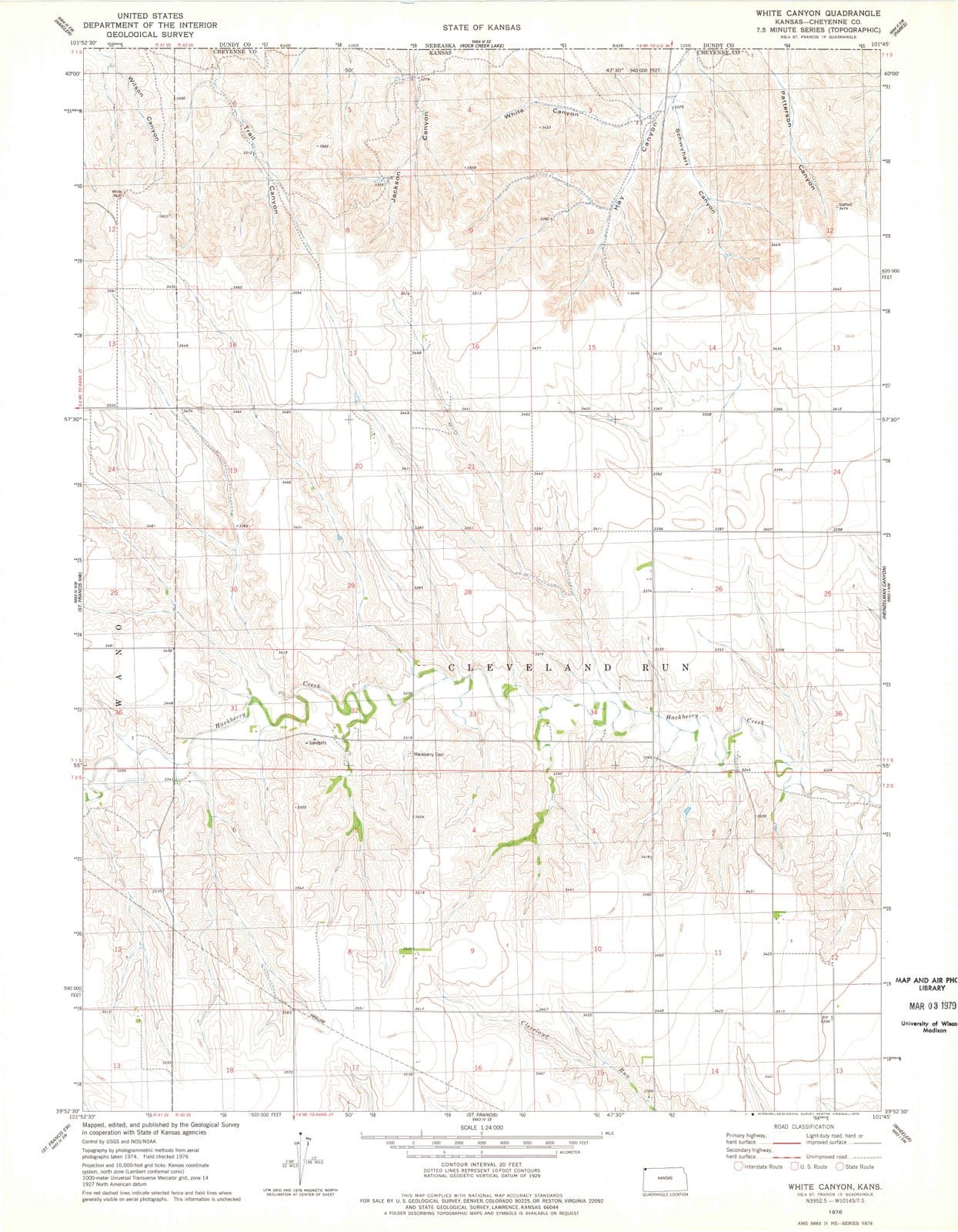 1976 White Canyon, KS - Kansas - USGS Topographic Map