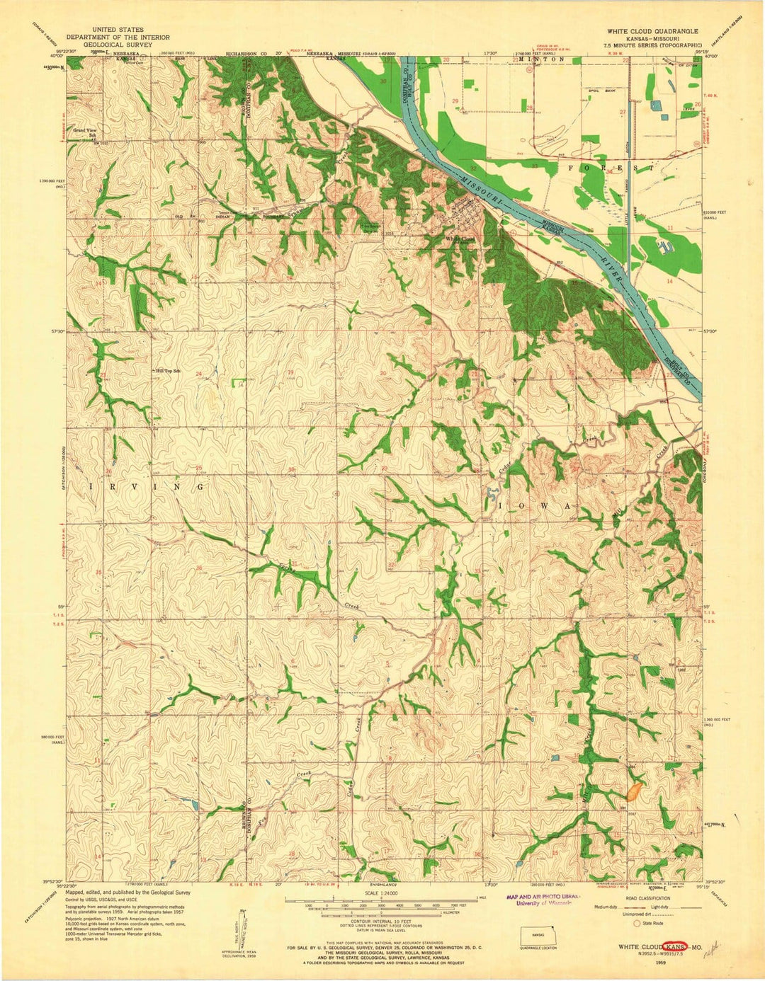 1959 White Cloud, KS - Kansas - USGS Topographic Map