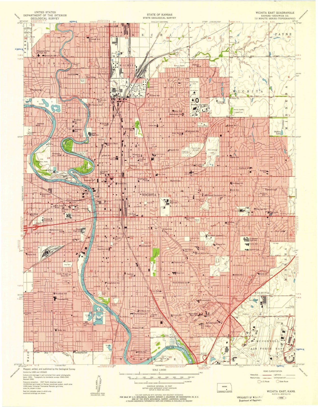 1956 Wichita East, KS - Kansas - USGS Topographic Map