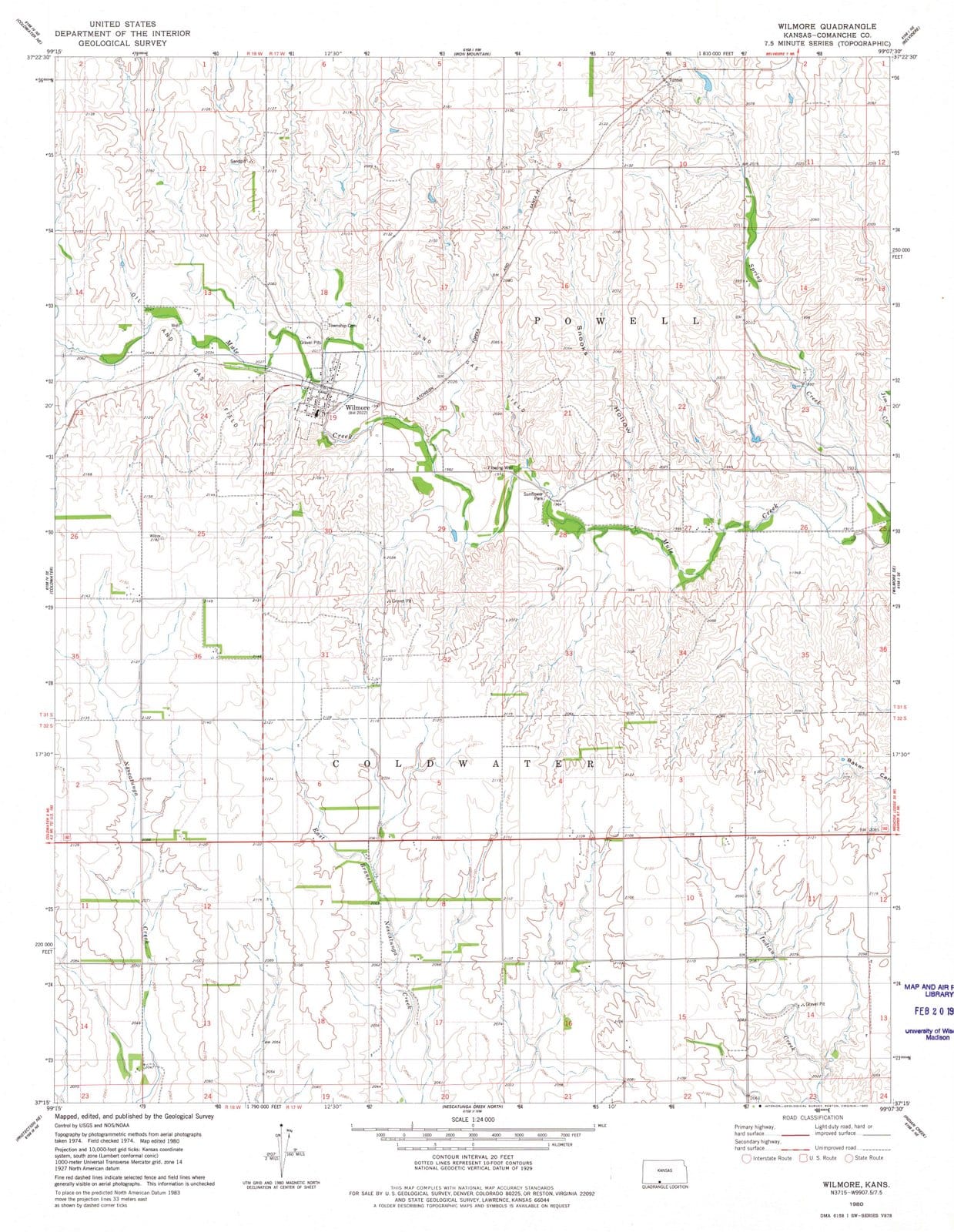 1980 Wilmore, KS - Kansas - USGS Topographic Map