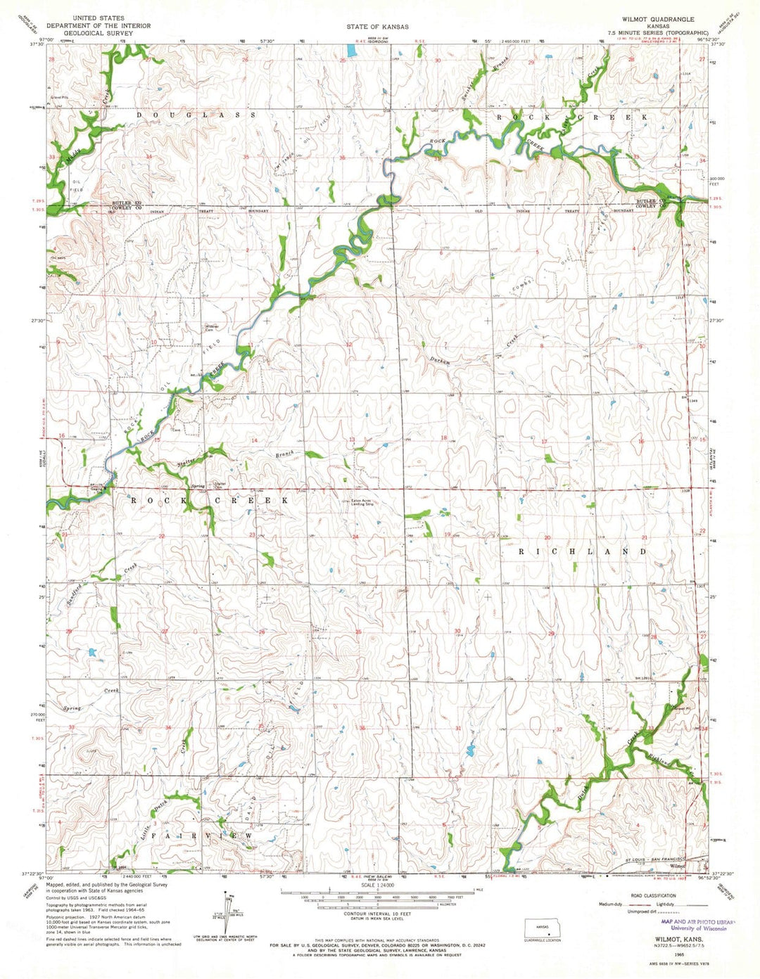 1965 Wilmot, KS - Kansas - USGS Topographic Map