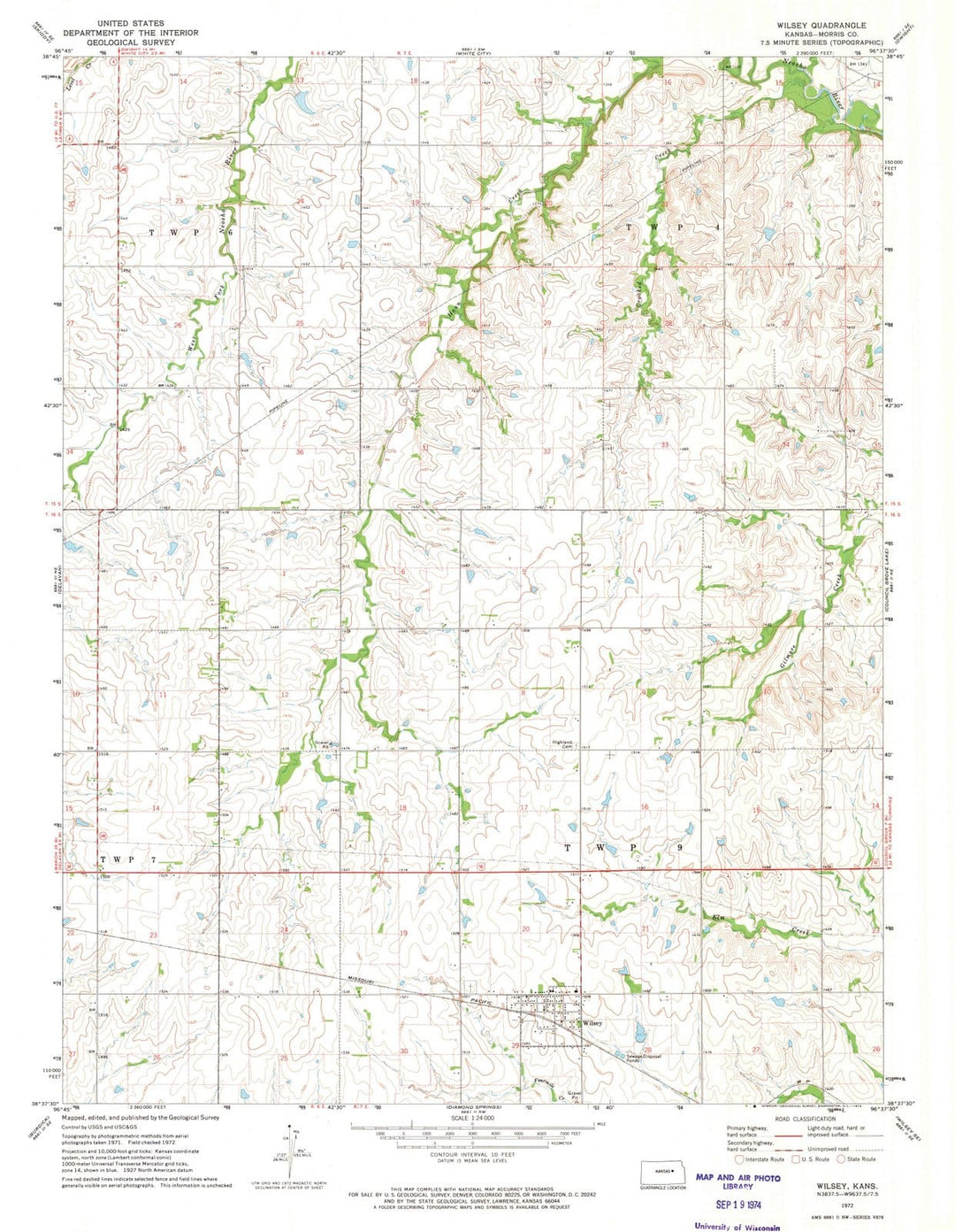 1972 Wilsey, KS - Kansas - USGS Topographic Map v2