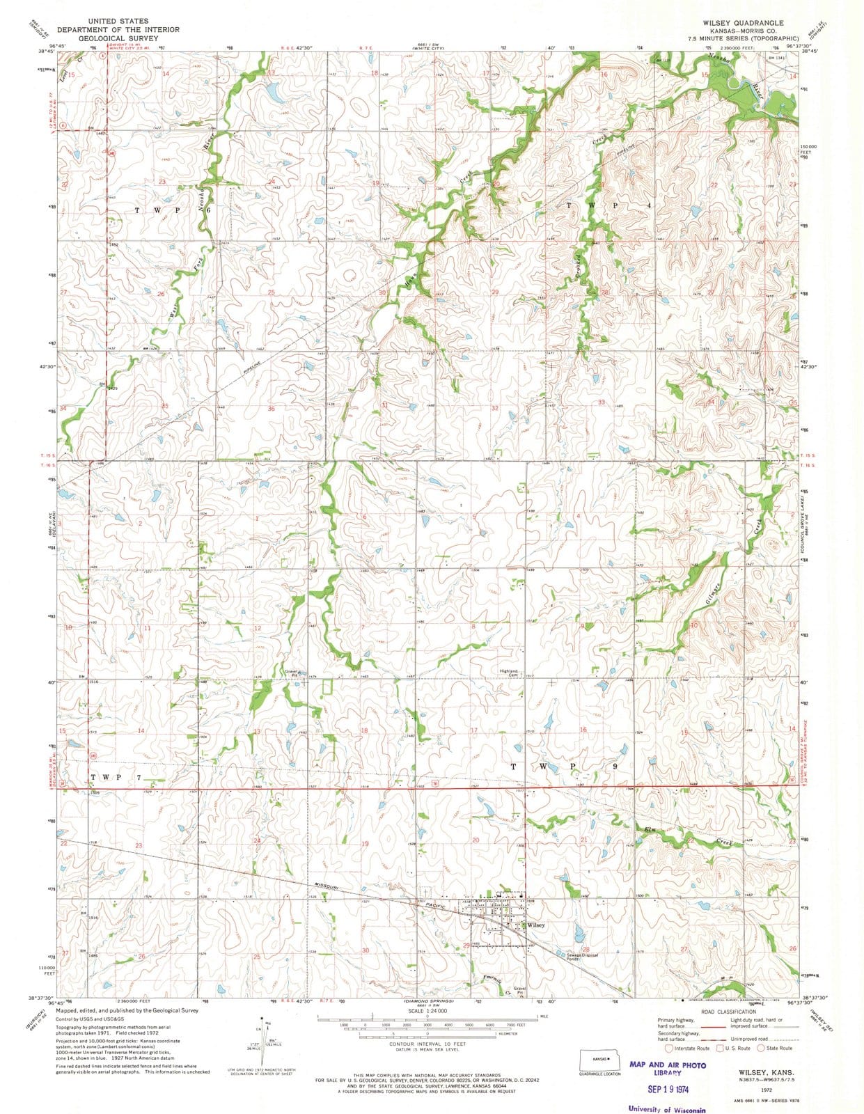 1972 Wilsey, KS - Kansas - USGS Topographic Map v2