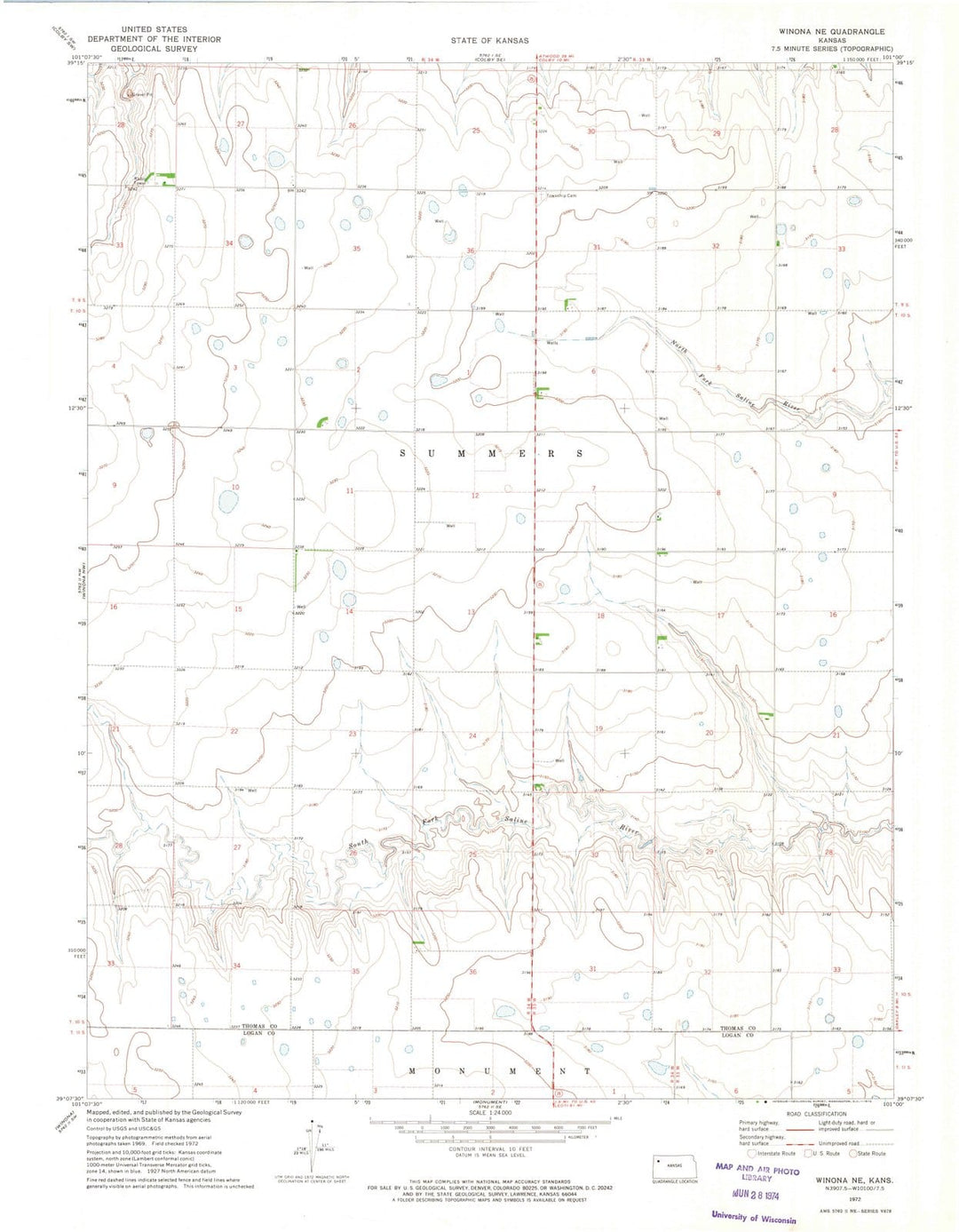 1972 Winona, KS - Kansas - USGS Topographic Map v2