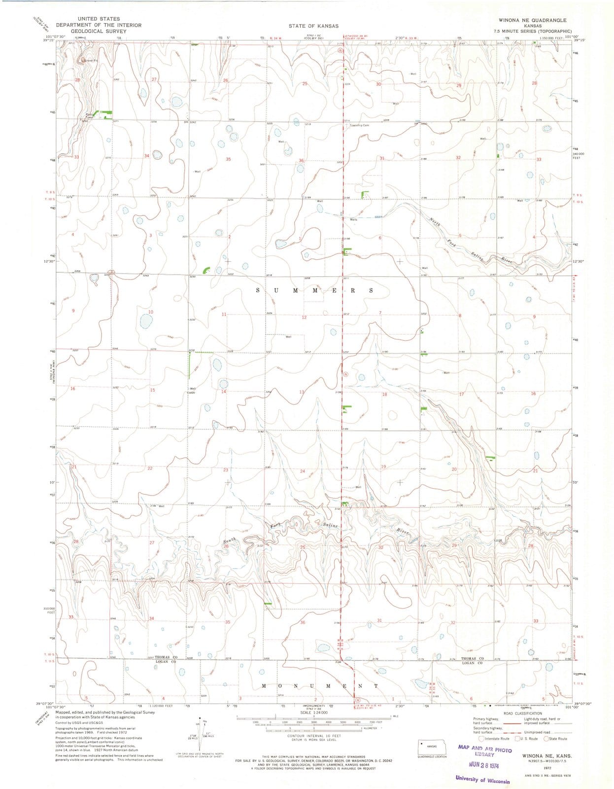 1972 Winona, KS - Kansas - USGS Topographic Map v2