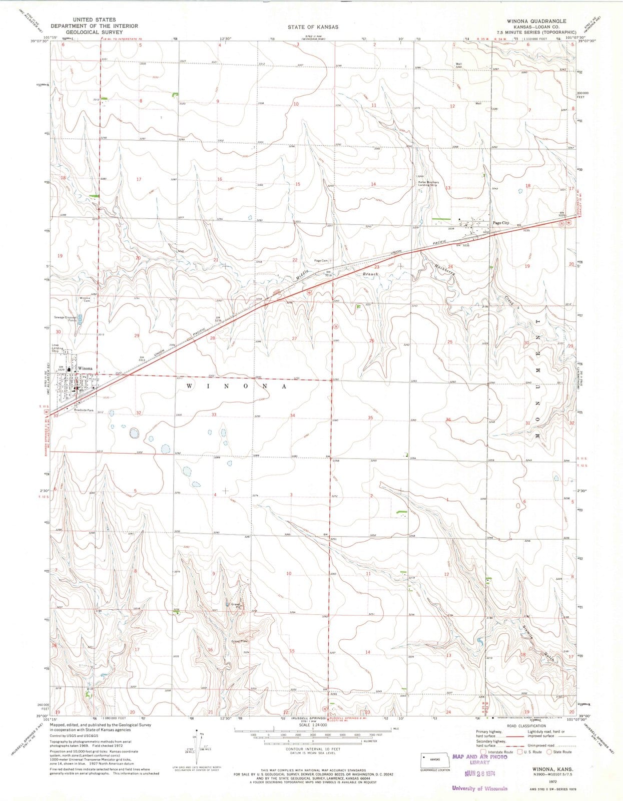 1972 Winona, KS - Kansas - USGS Topographic Map v3