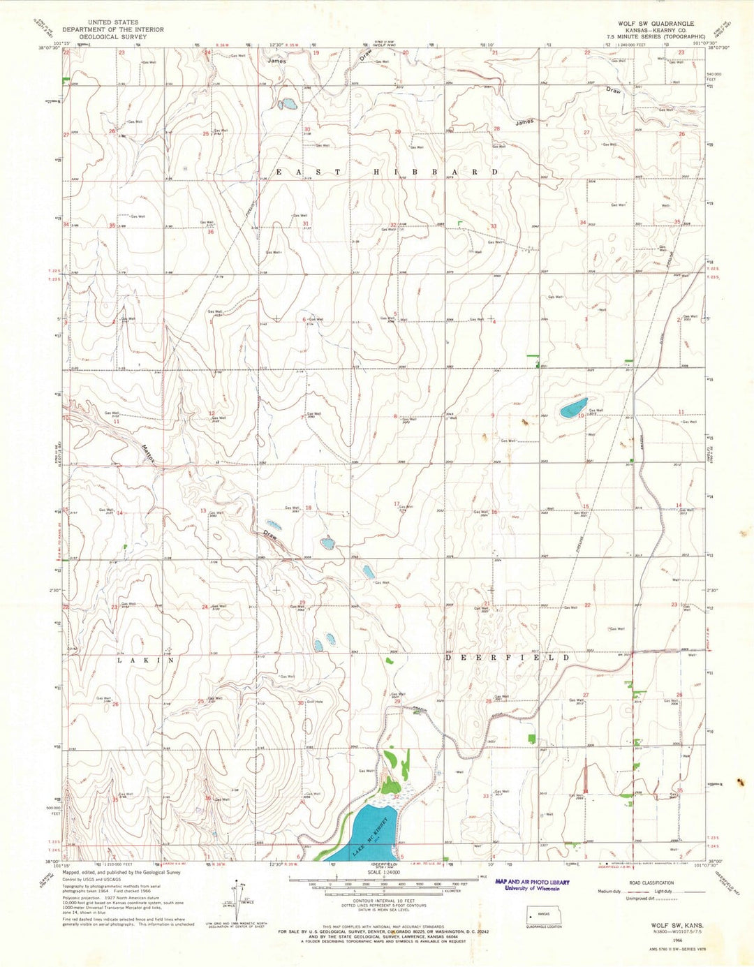 1966 Wolf, KS - Kansas - USGS Topographic Map