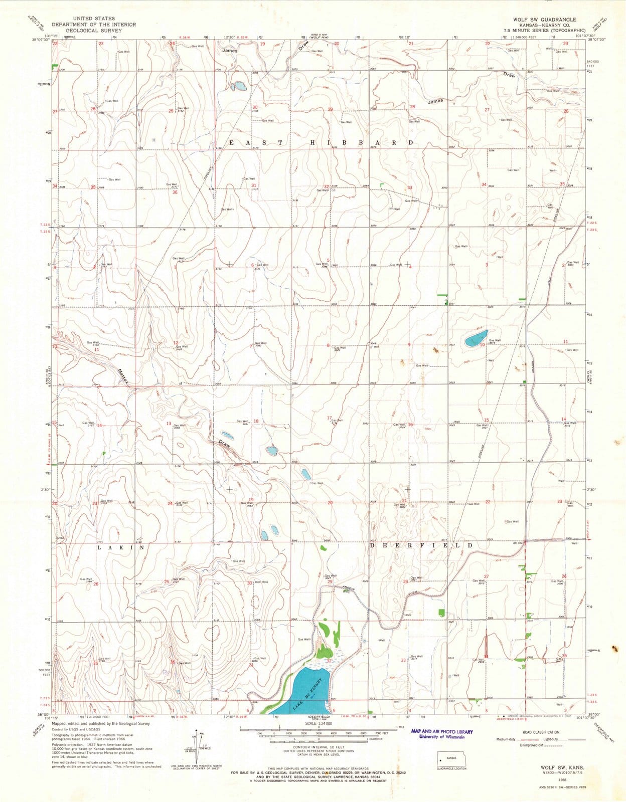 1966 Wolf, KS - Kansas - USGS Topographic Map