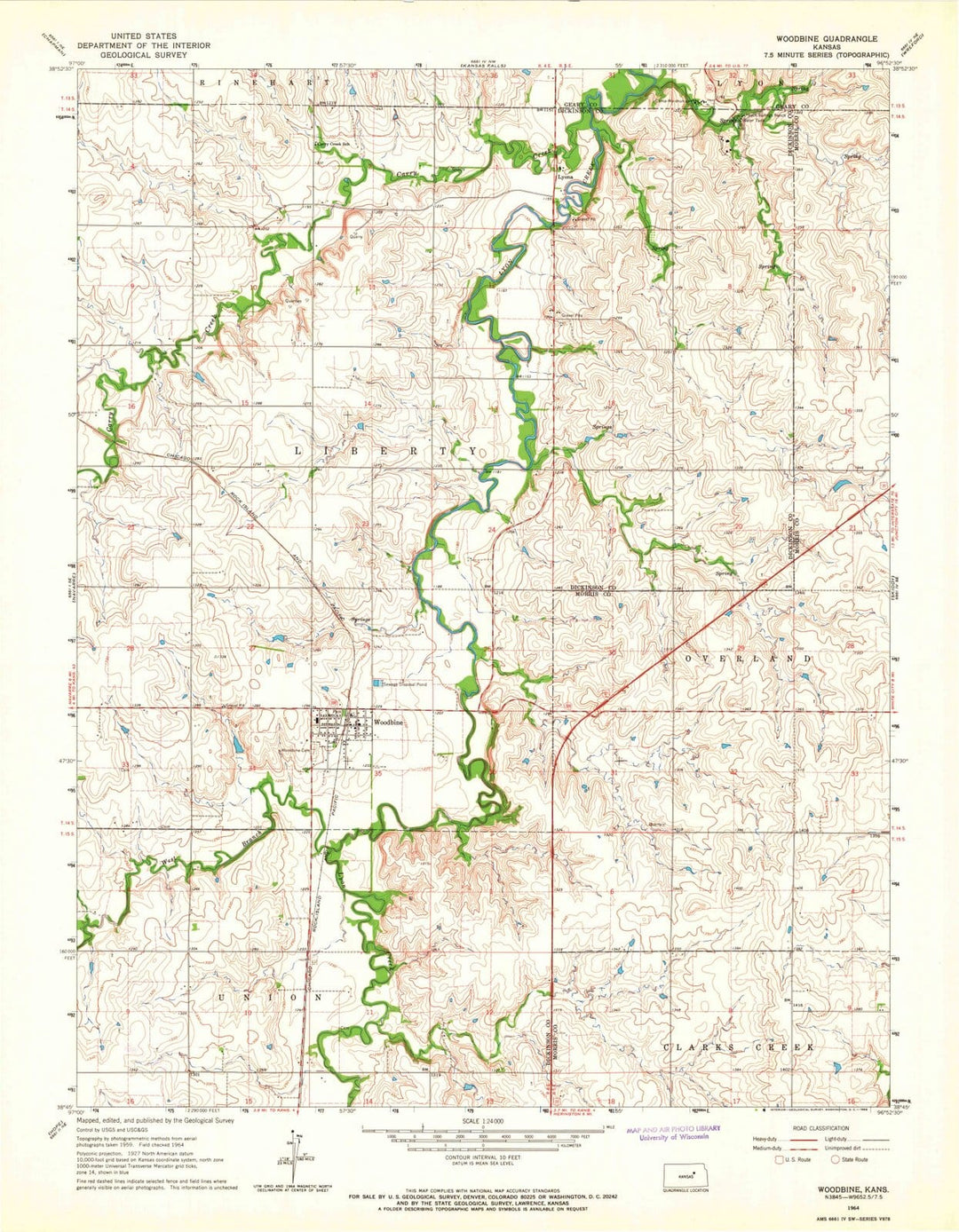 1964 Woodbine, KS - Kansas - USGS Topographic Map