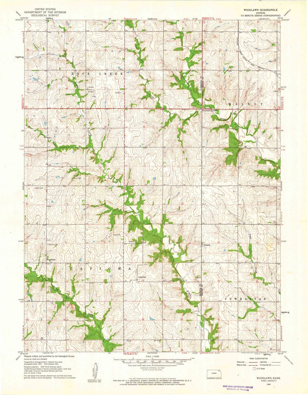 1961 Woodlawn, KS - Kansas - USGS Topographic Map