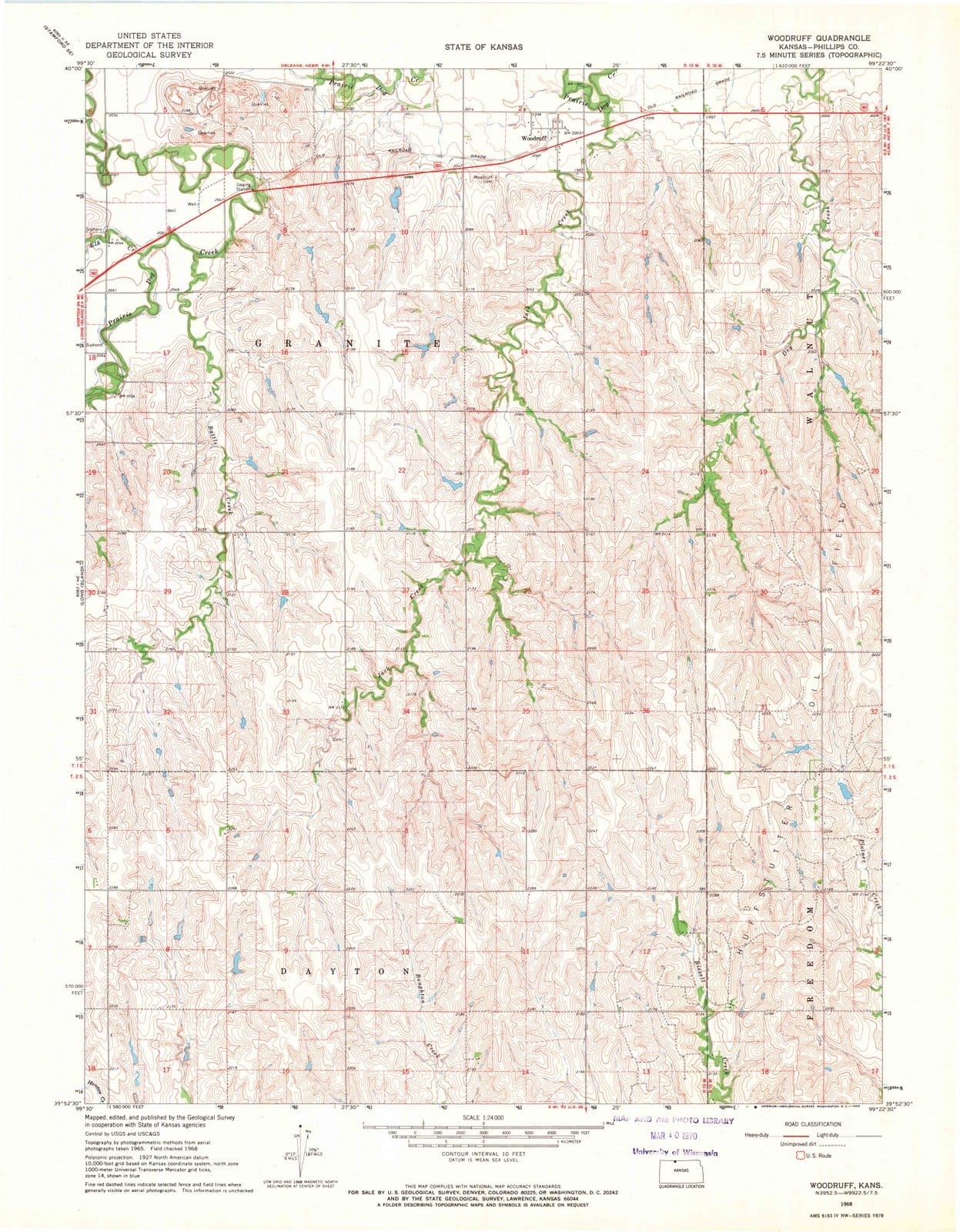 1968 Woodruff, KS - Kansas - USGS Topographic Map