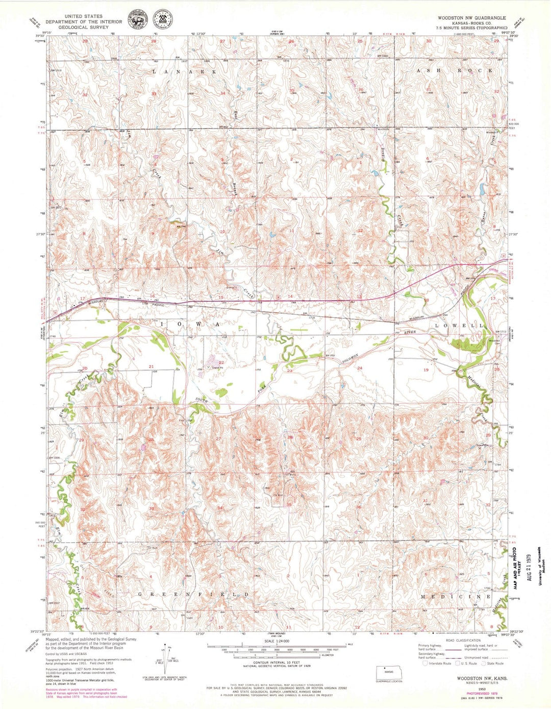 1953 Woodston, KS - Kansas - USGS Topographic Map