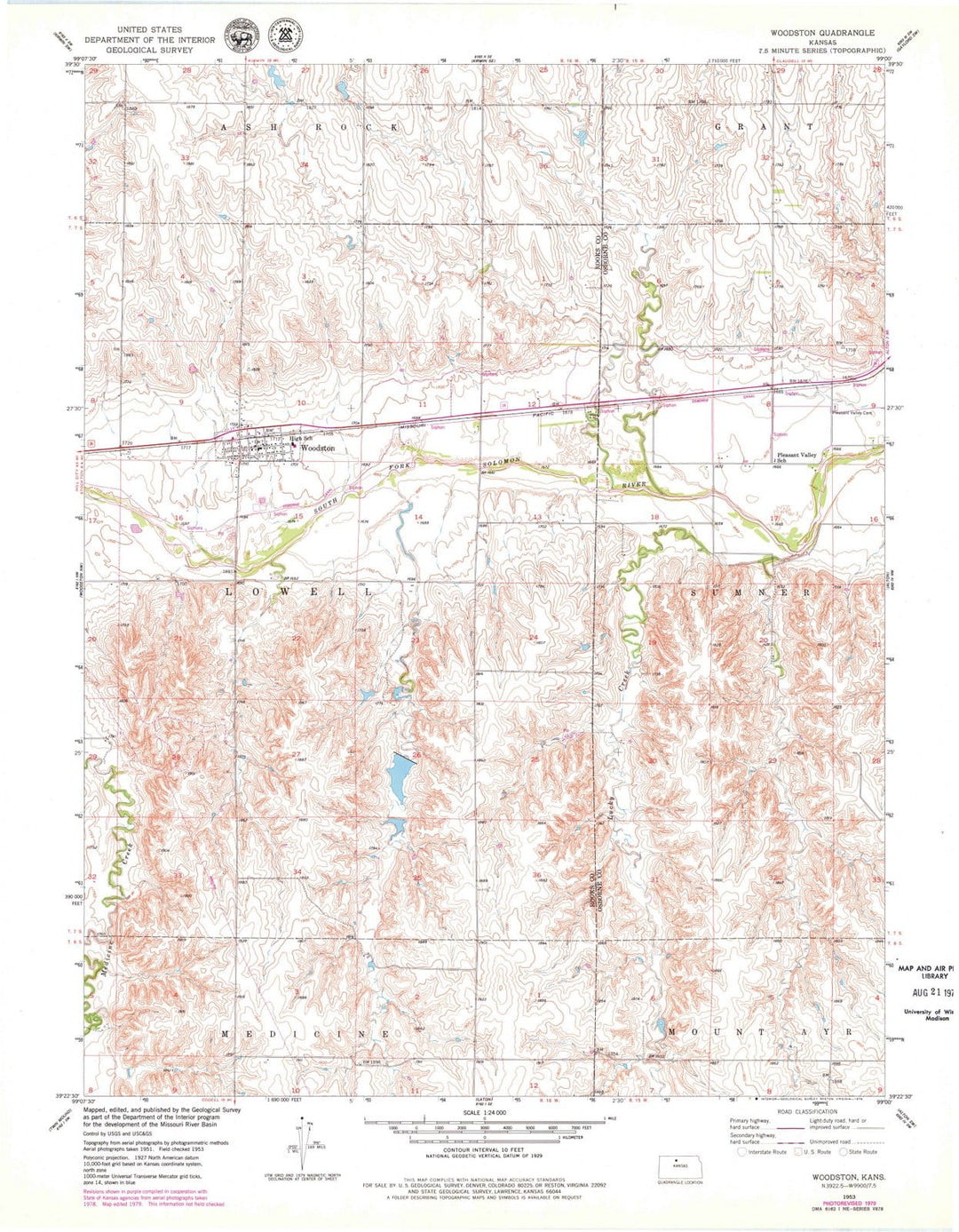 1953 Woodston, KS - Kansas - USGS Topographic Map v2