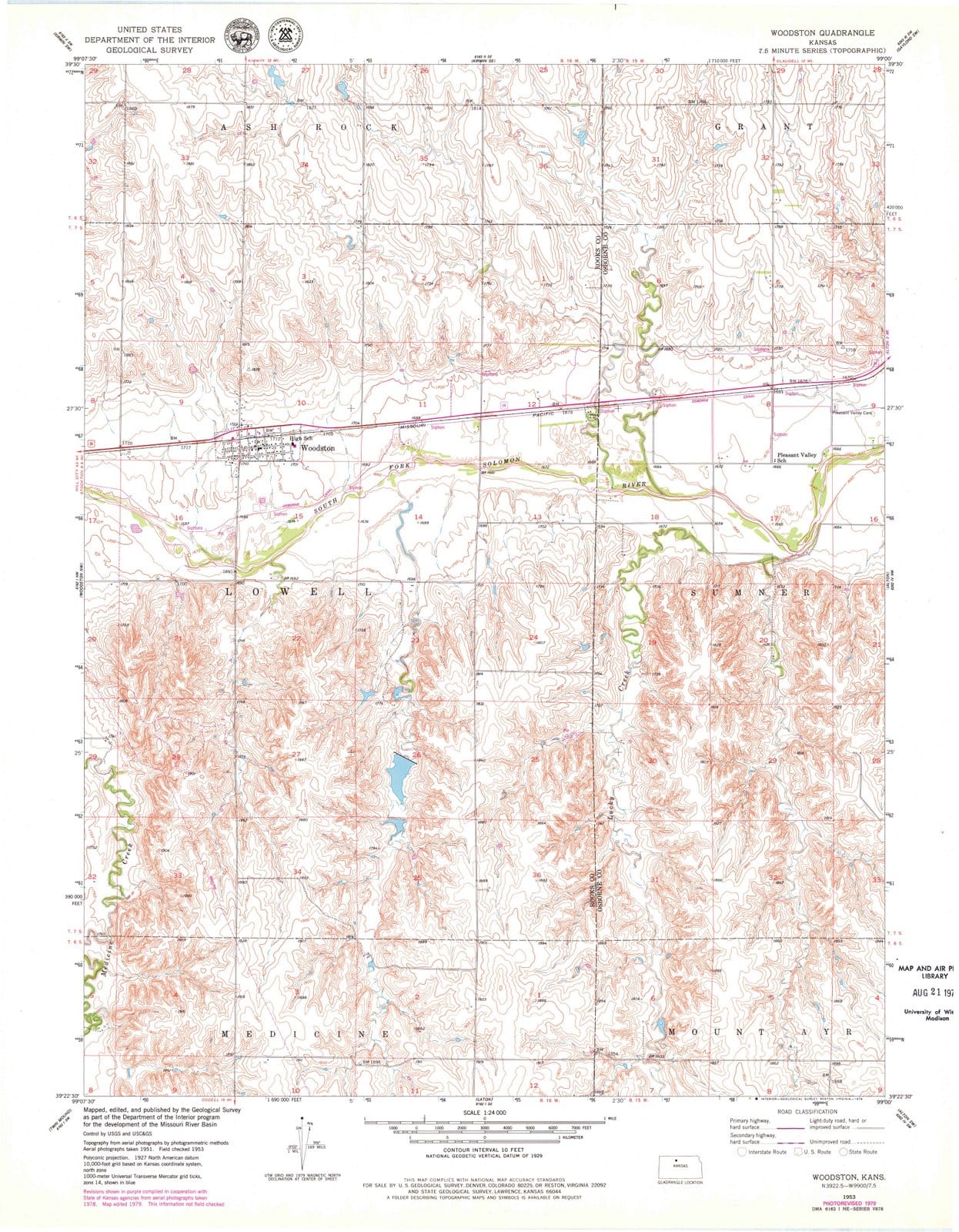 1953 Woodston, KS - Kansas - USGS Topographic Map v2