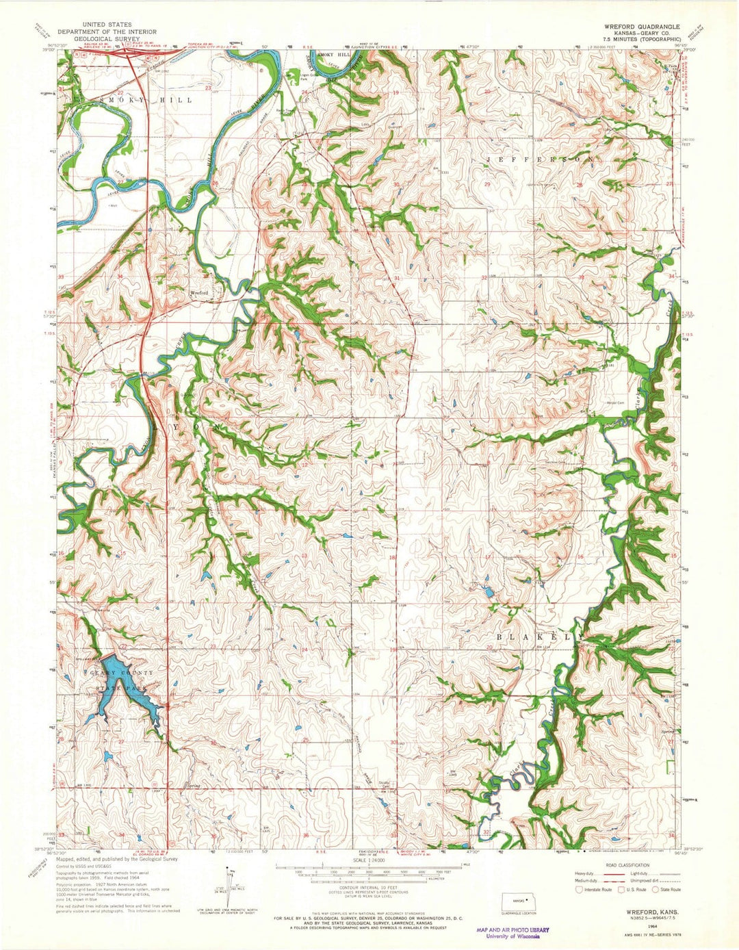 1964 Wreford, KS - Kansas - USGS Topographic Map