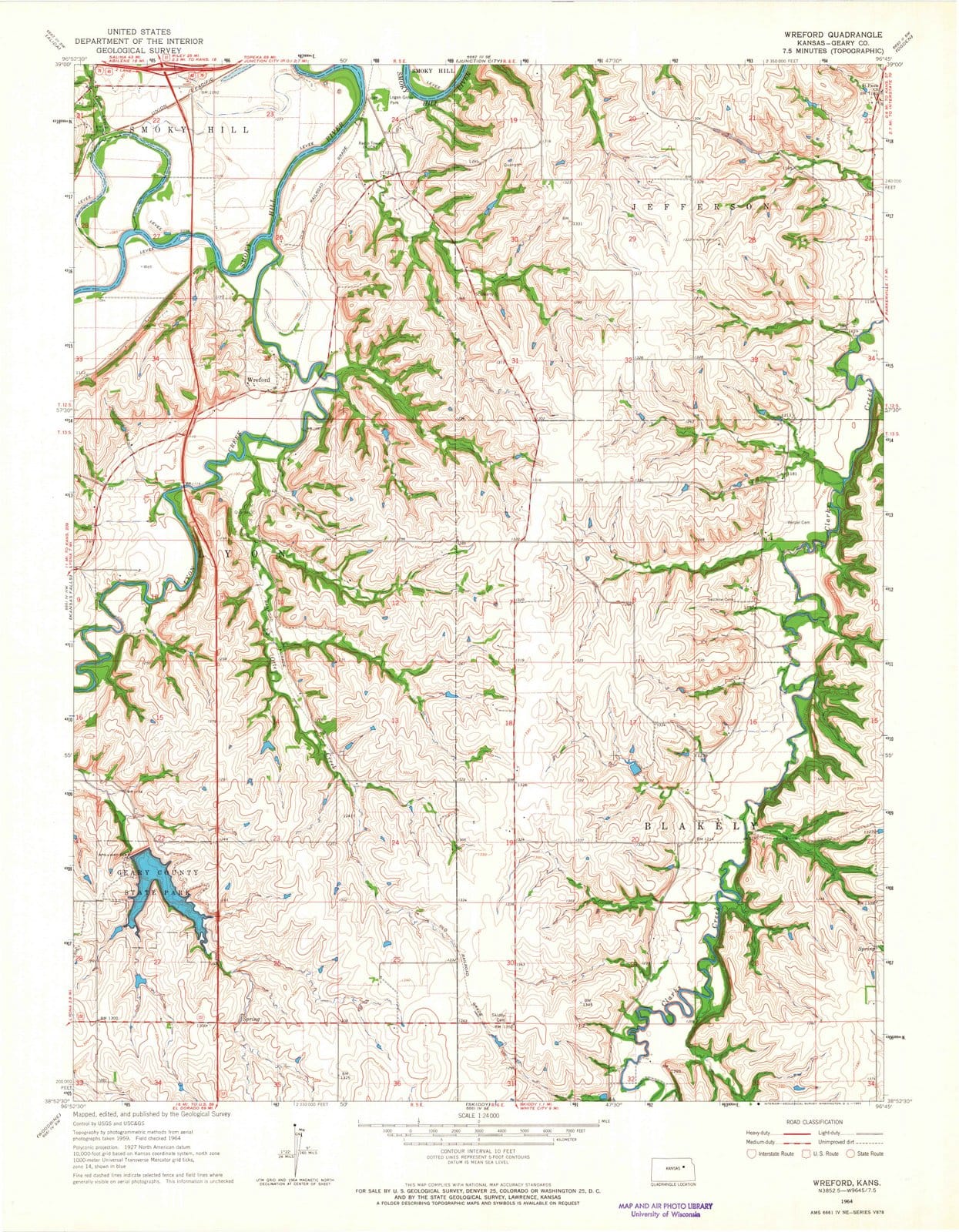 1964 Wreford, KS - Kansas - USGS Topographic Map