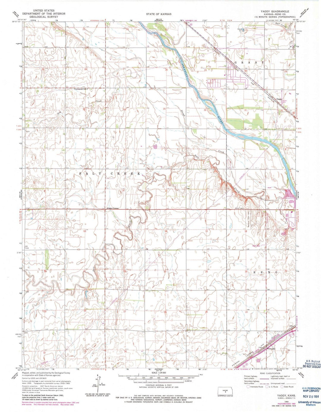 1960 Yaggy, KS - Kansas - USGS Topographic Map