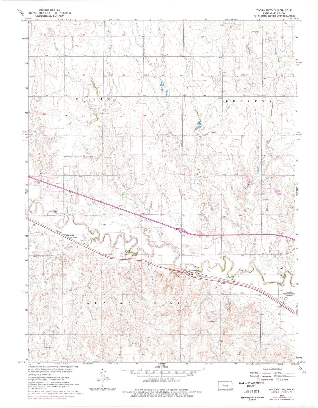 1961 Yocemento, KS - Kansas - USGS Topographic Map