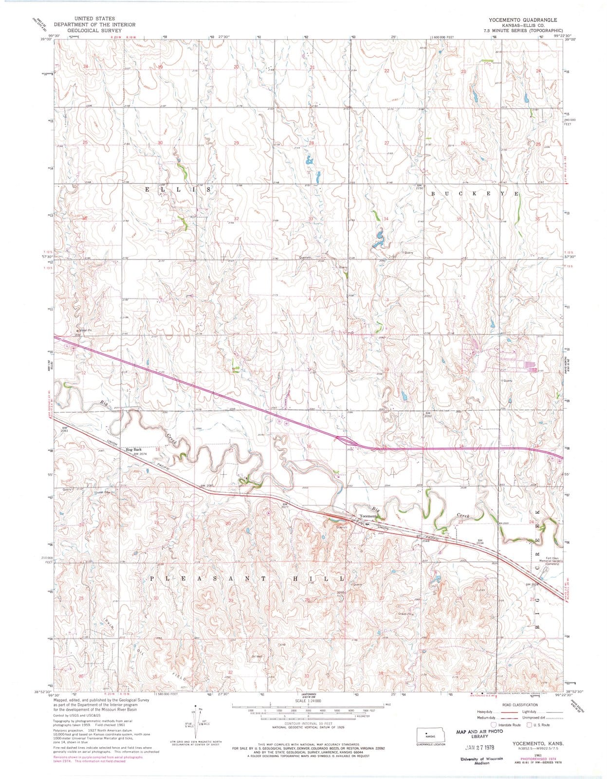 1961 Yocemento, KS - Kansas - USGS Topographic Map